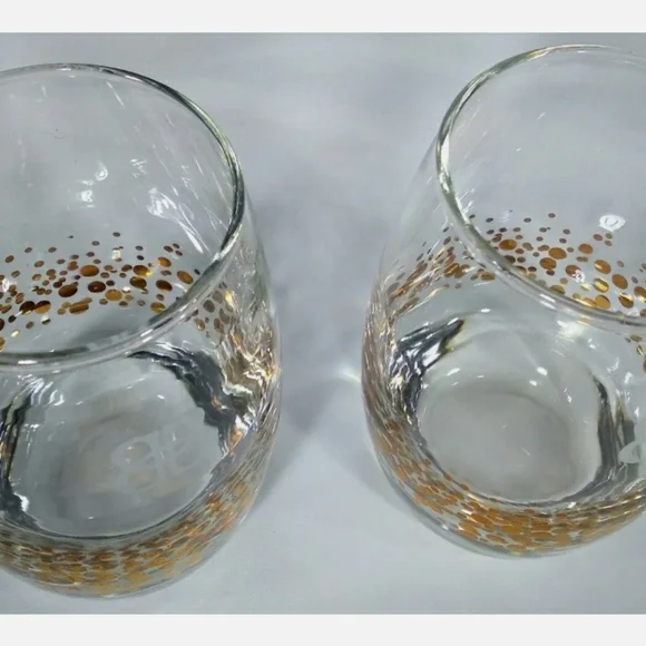 'Bailey's Irish Cream' Gold Dot Confetti Lowball Tumblers 22kt Filled, Set of 2 - Picture 6 of 12